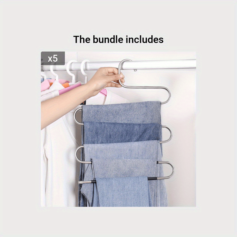 5 Layer Clothes Hanger Stainless Steel Non slip Pants Hanger