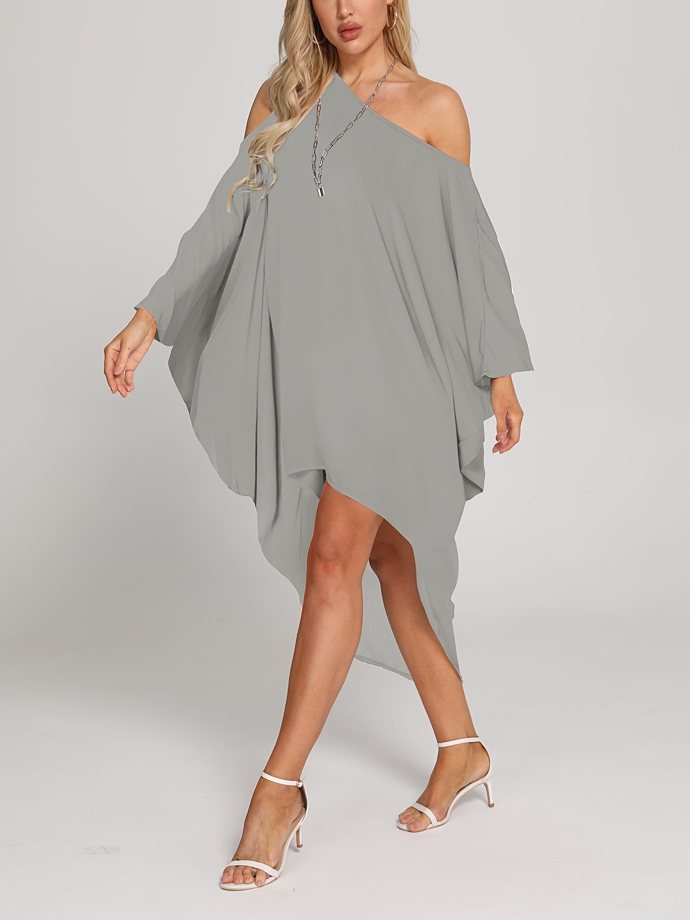 One Shoulder Cover Up Shirt Loose Fit Asymmetrical Long Sleeve Rash Guard