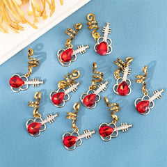 10pcs Guitar Shape Hair Beads Hair Ring Metal Hair Clip Hippie Style
