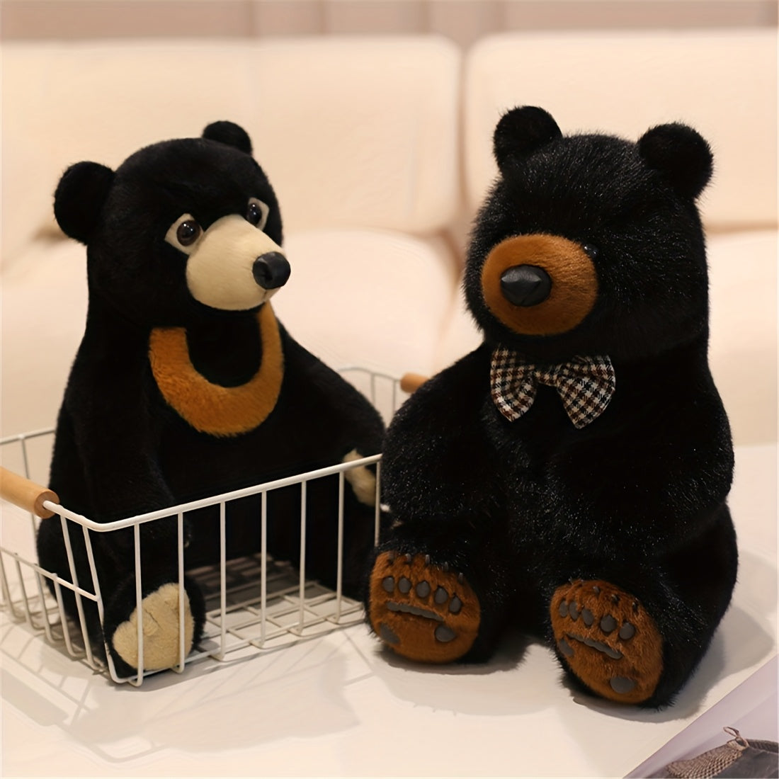 DOYOUDO Bear Plush Toy 9.84 Stuffed Animal Orange Collar Home Decor Birthday