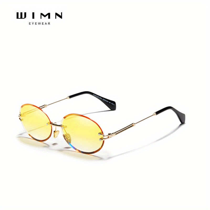 WIMN Oval Sunglasses Men Rimless Men Sun Glasses Vintage Alloy Frame