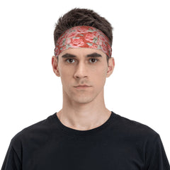 Rose Pattern Sports Headband Sweat Wicking Unisex Fitness Gear