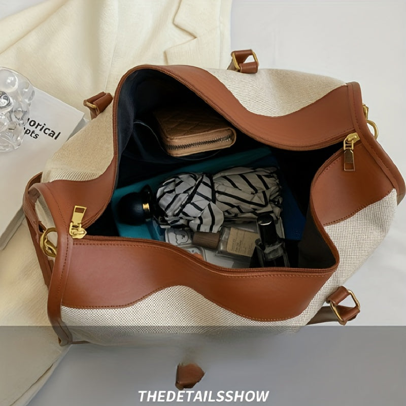 Canvas Travel Bag Retro Luggage Storage Women's Tote & Crossbody Bag
