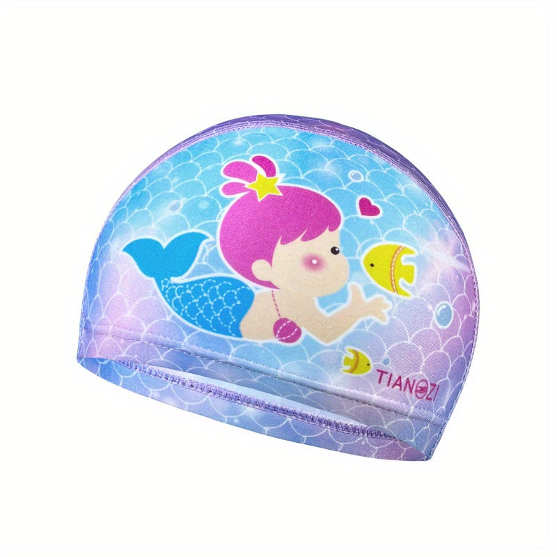 Kids Cartoon Waterproof Swimming Cap Mermaid Duck Deer Ear Protection