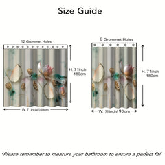 Lotus Pattern Shower Curtain Waterproof Polyester Bath Curtain