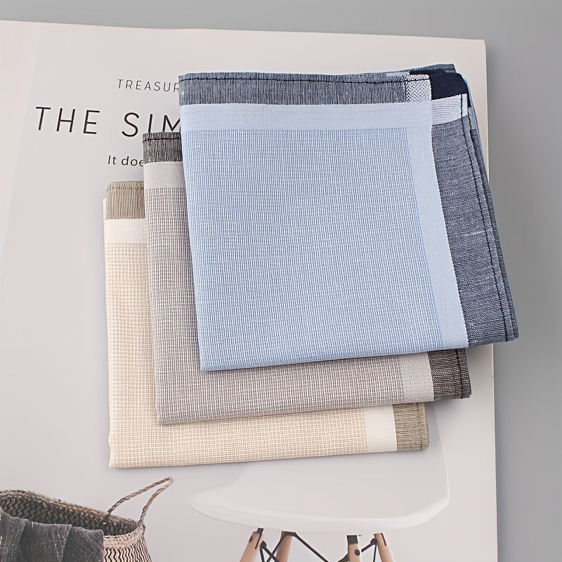 3 Men's Handkerchiefs Beige Gray Soft Woven Fabric Lightweight Compact