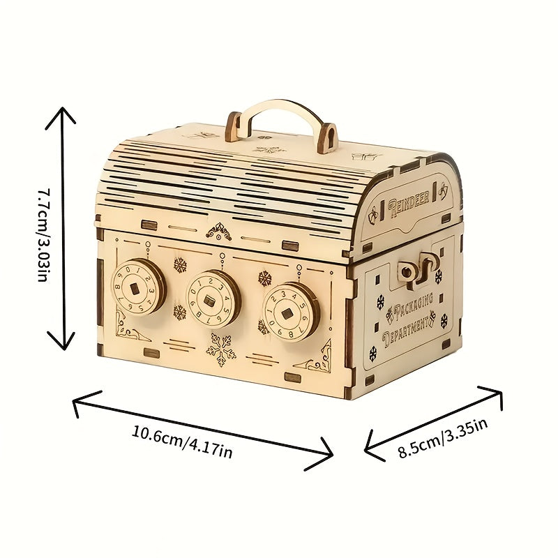 3D Wooden Puzzle Treasure Chest Brain Teaser Model Building Kit