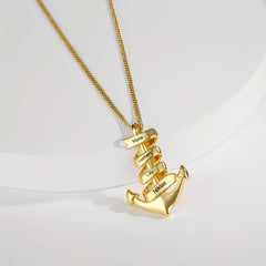 Personalized Stainless Steel Anchor Bar Necklace Custom Lettering Pendant