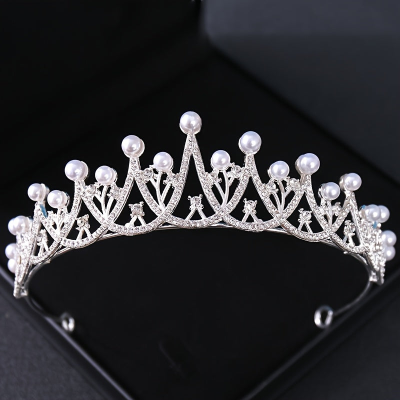 Rhinestone Pearl Crown Hairband Tiara Party Decorations
