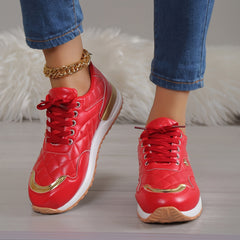 Women's Lightweight Lace-Up Sneakers Comfortable Low-Top Sports Shoes