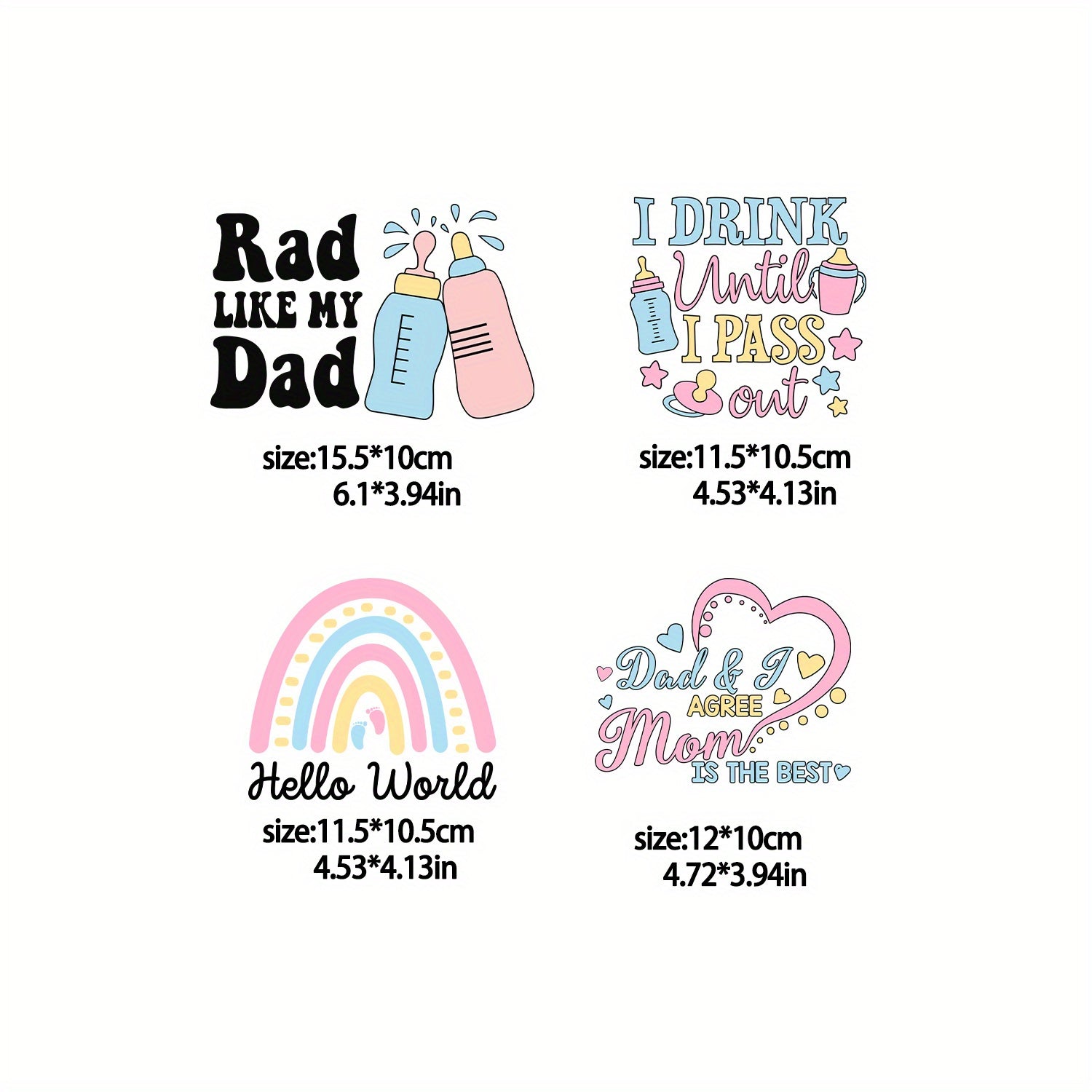 4pcs Bottle Iron Stickers Patch Heat Transfer Printing Stickers Diy T shirt