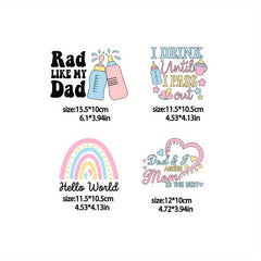 4pcs Bottle Iron Stickers Patch Heat Transfer Printing Stickers Diy T shirt