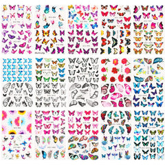 30 Sheets Butterfly Nail Art Stickers - Flower Patterns Manicure Tips