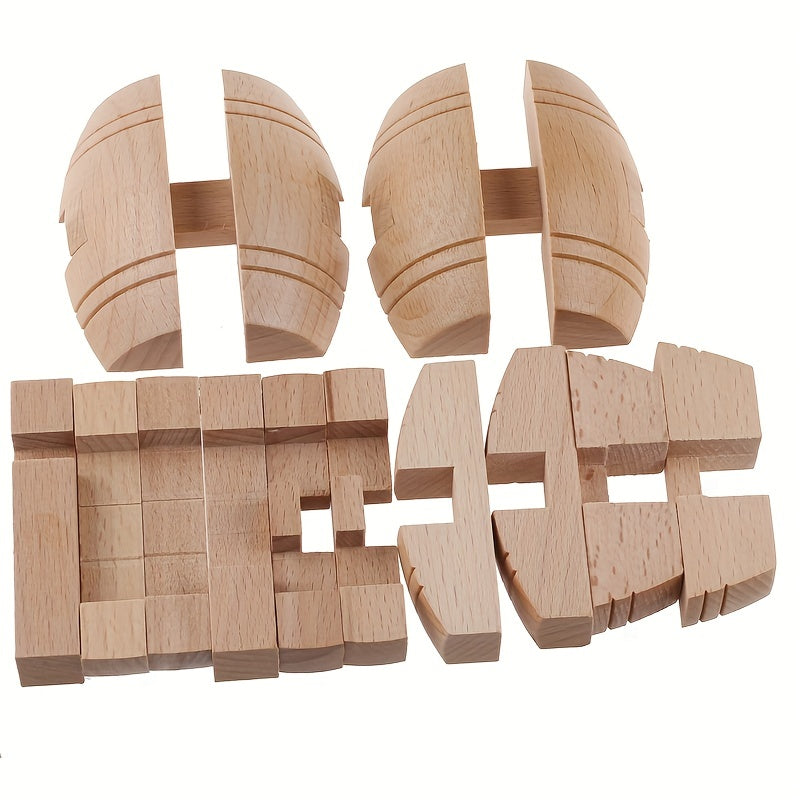 Wooden Kongming Lock 3D Brain Teasers Toy Office Decompression Gift For Kids