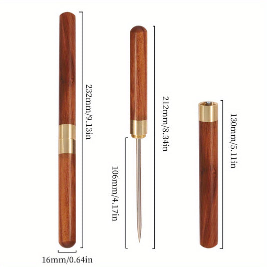 Portable Stainless Steel Ice Pick With Wooden Cover for Ice Breaking