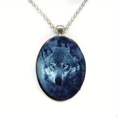 Totem Faith Wolf Head Round Pendant Necklace for Daughter