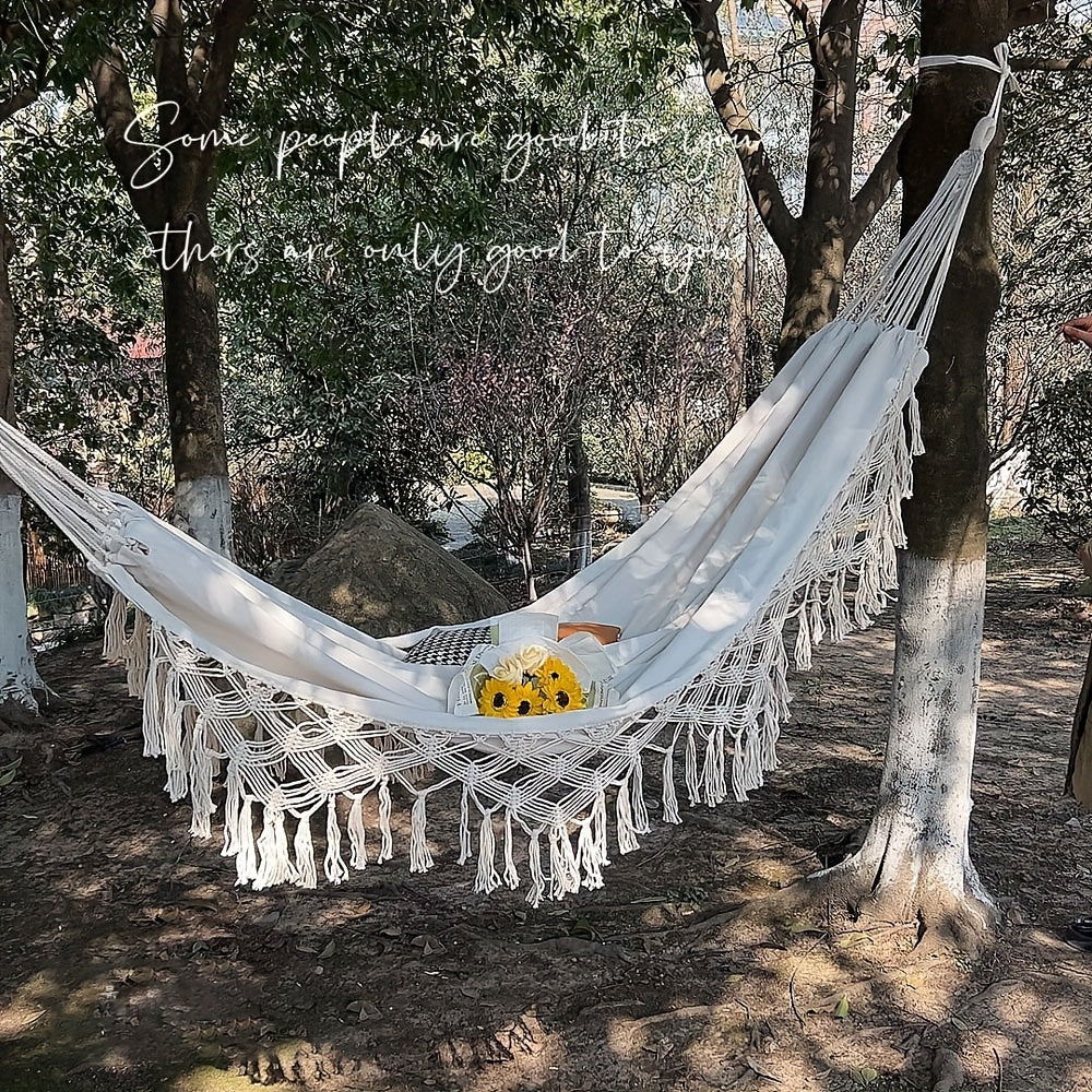 Double Tassel Hammock Portable for Outdoor Camping