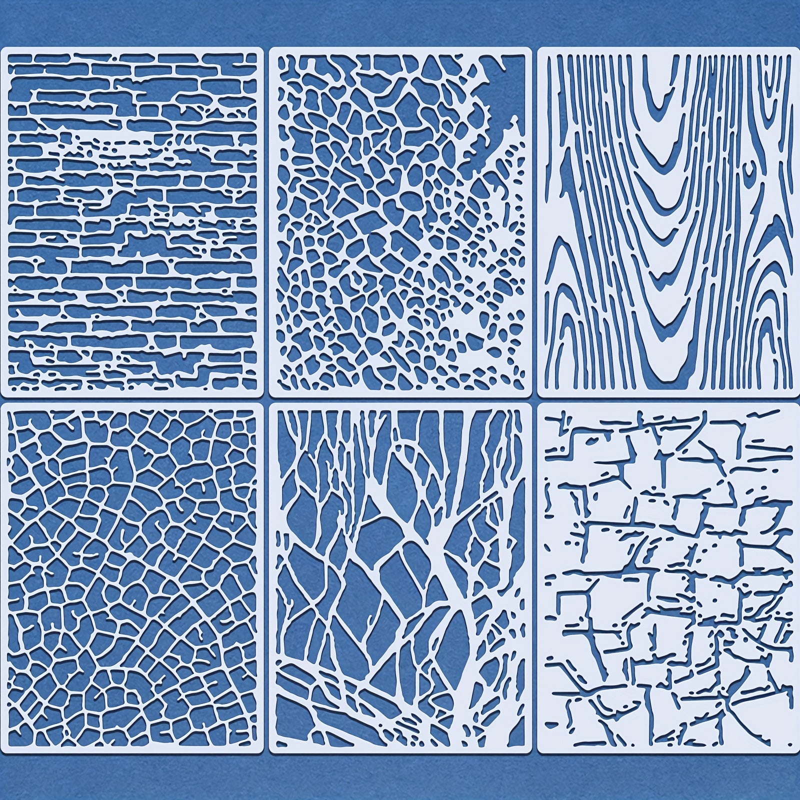 6pcs Stone Pattern Painting Stencils for Home Decor Graffiti Wall Art