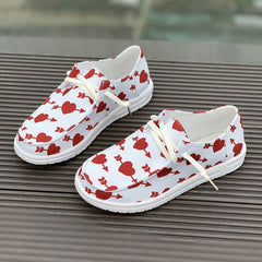 Women's Heart Pattern Skate Shoes Flat Casual Canvas Sneakers