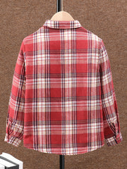 Toddler Boys Plaid Shirts Long Sleeve Button Down Tops Spring Fall Outwear
