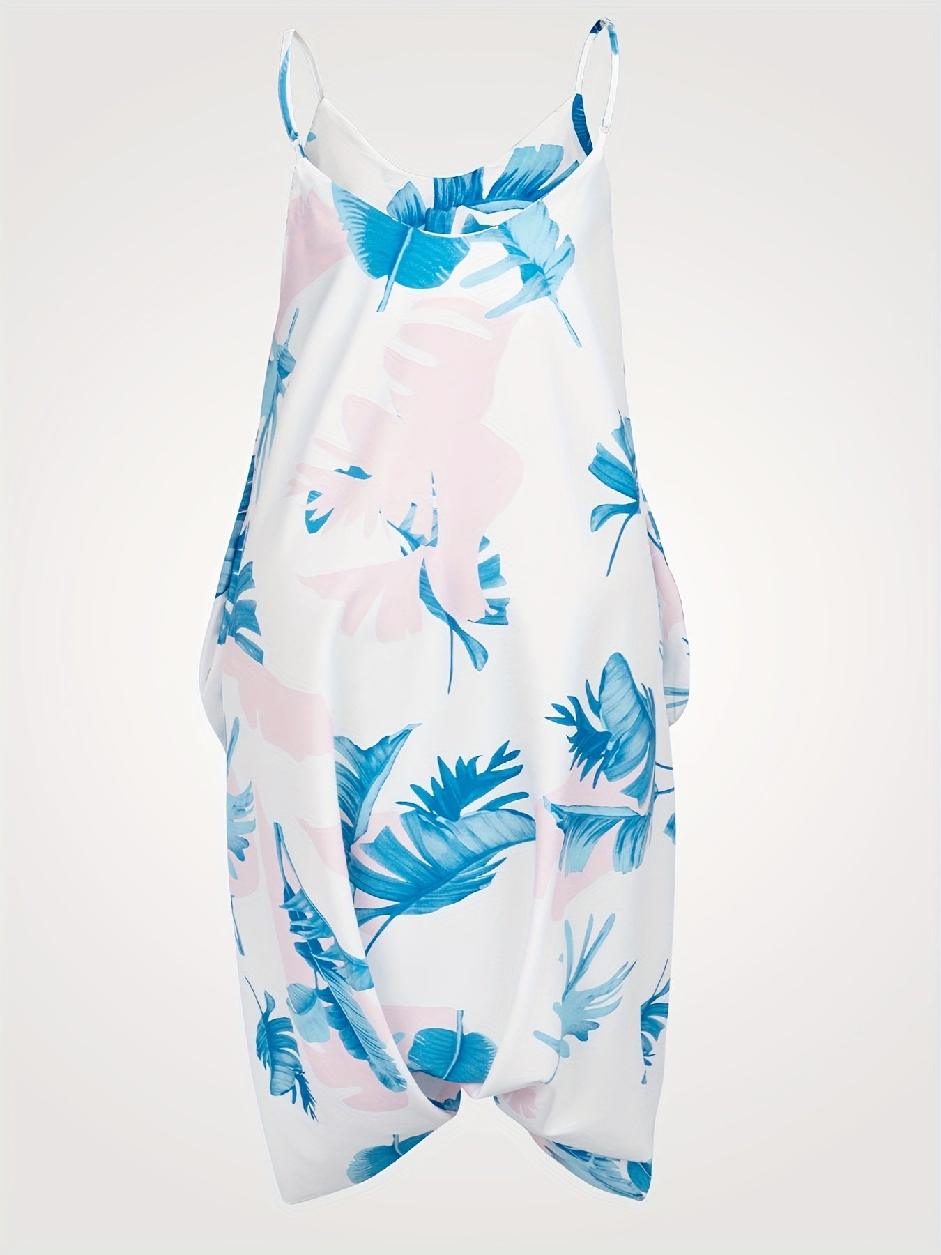  Tropical Print V Neck Cami Jumpsuit