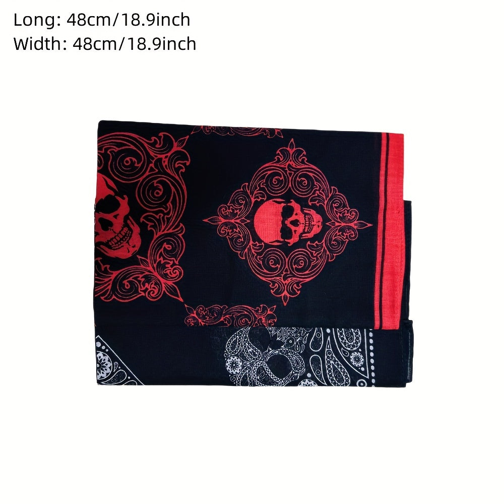Retro Skull Head Square Scarf Hip hop Style Small Headscarf
