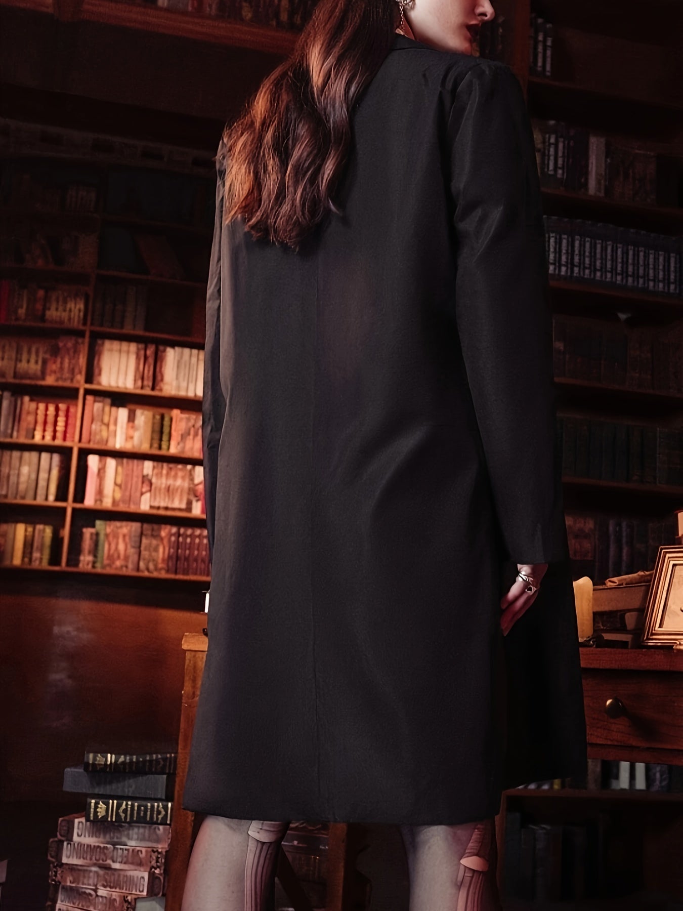  Solid Long Sleeve Open Front Blazer