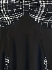  Colorblock Plaid Print Ruched Front Criss Cross Back Cami Dress