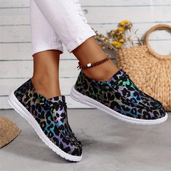 Leopard Pattern Low Top Sneakers Lightweight Casual Sport Flat Shoes