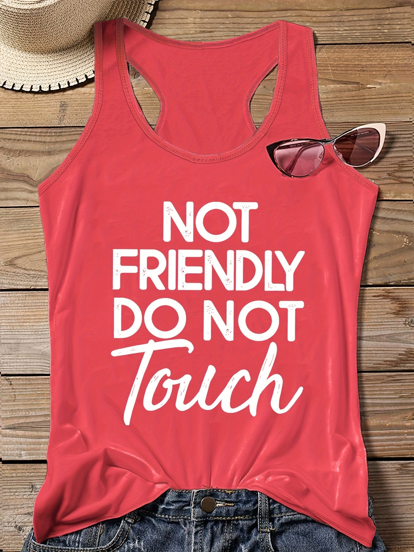  Women's Slogan Print Tank Top