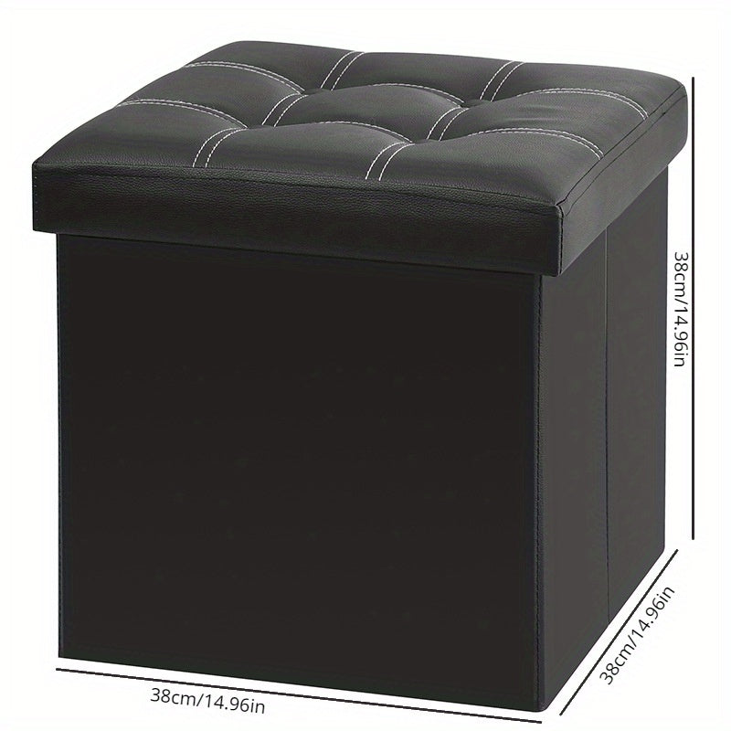 Multifunctional Folding Storage Stool Ottoman Marble Pattern