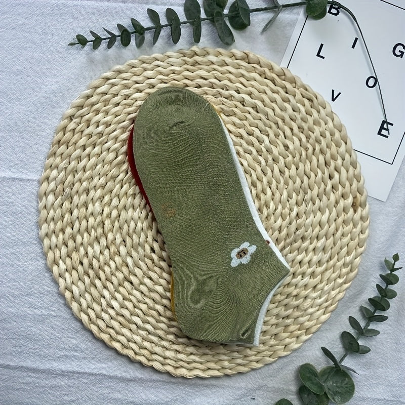 5 Pairs Floral Print Low Cut Socks Women's Stockings