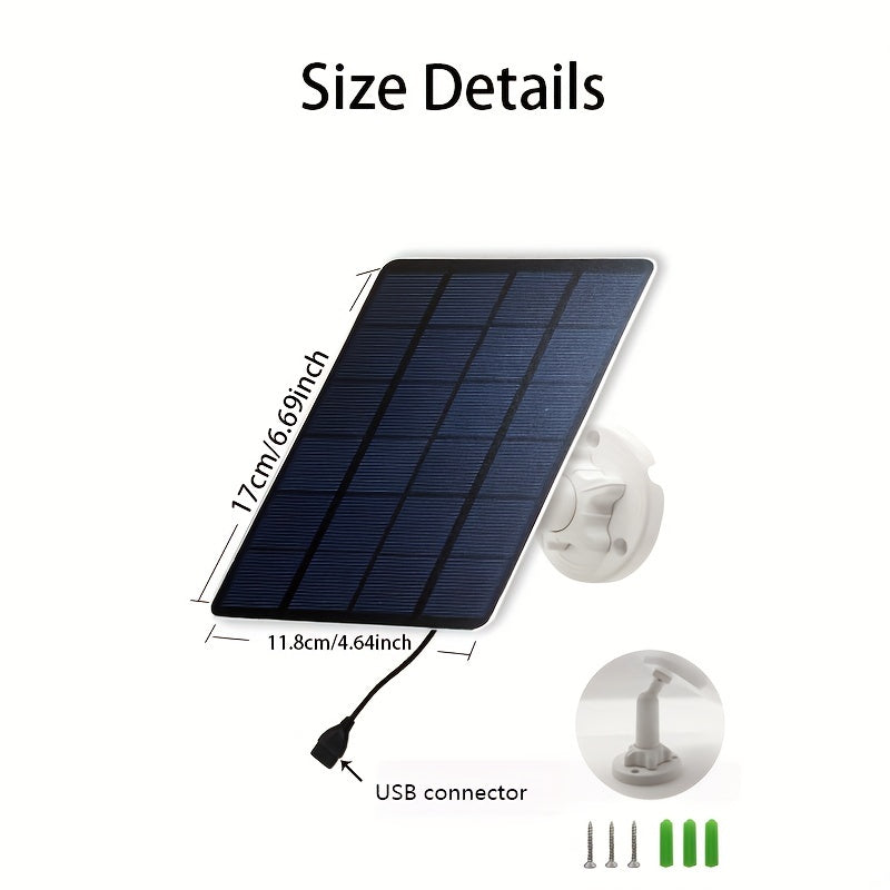 3W 5V Solar Security Camera Charging Plate with 360 Rotation