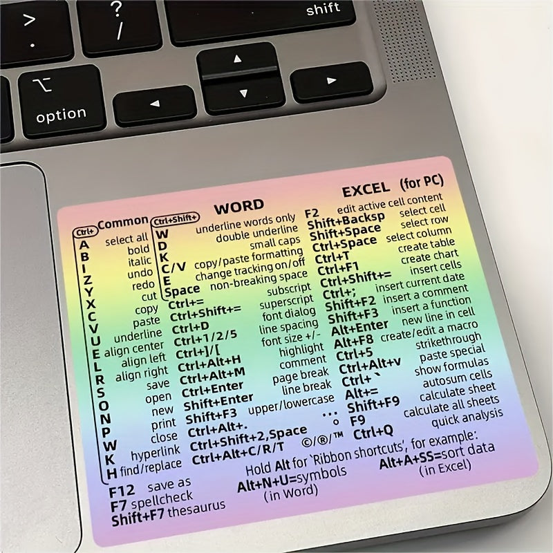 Windows Word Shortcut Stickers Set for Laptop No Adhesive PVC Colorful Labels