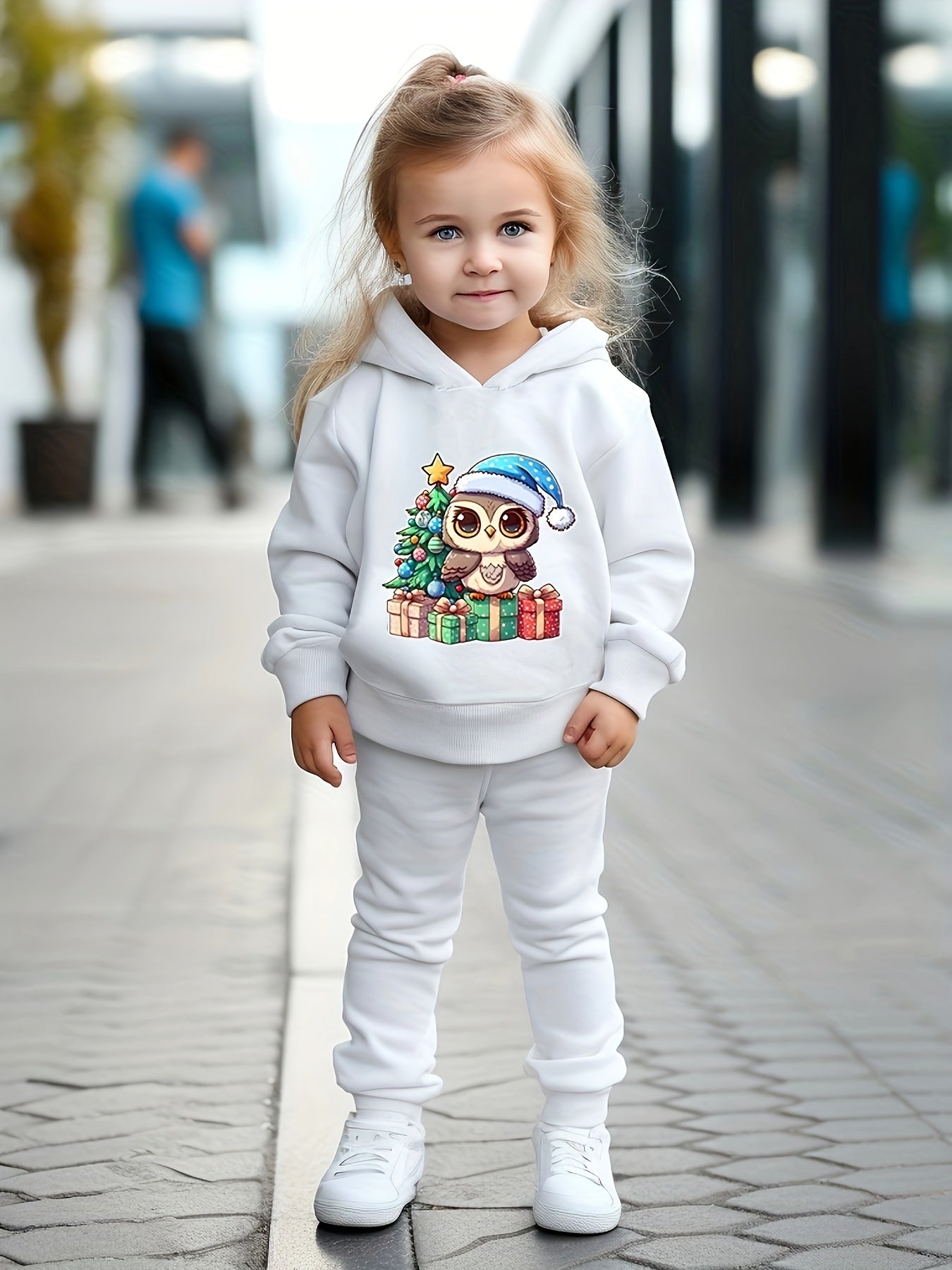 Girls Christmas Animal Pattern Sweatshirt Top Sweatpants Set