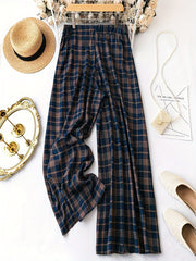 Women's Plus Plaid Wide Leg Stretch Pants