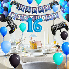Video Game Party Birthday Decoration Set with Happy Birthday Banner