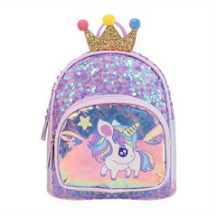 Kids Sequin Unicorn Crown Backpack for School