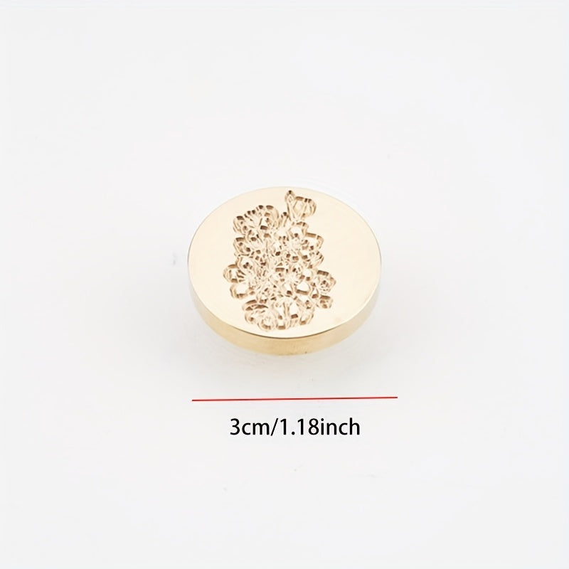 Copper Head Letter Seal Flower Grass Stamp for Embellishment