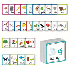 Arabic Alphabet Flashcards with Colorful Illustrations