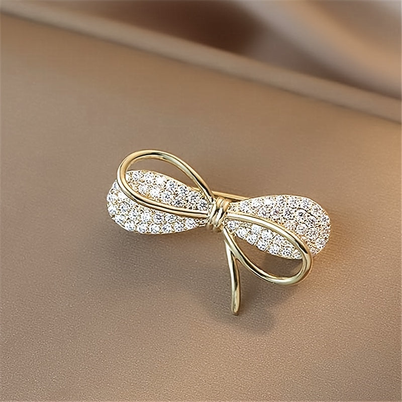 Bowknot Rhinestone Brooch Collar Decoration Pin Fix Clothes Accessories
