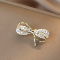 Bowknot Rhinestone Brooch Collar Decoration Pin Fix Clothes Accessories