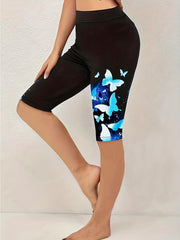 Sunflower Print High Waist Leggings Casual Leggings for Spring & Summer