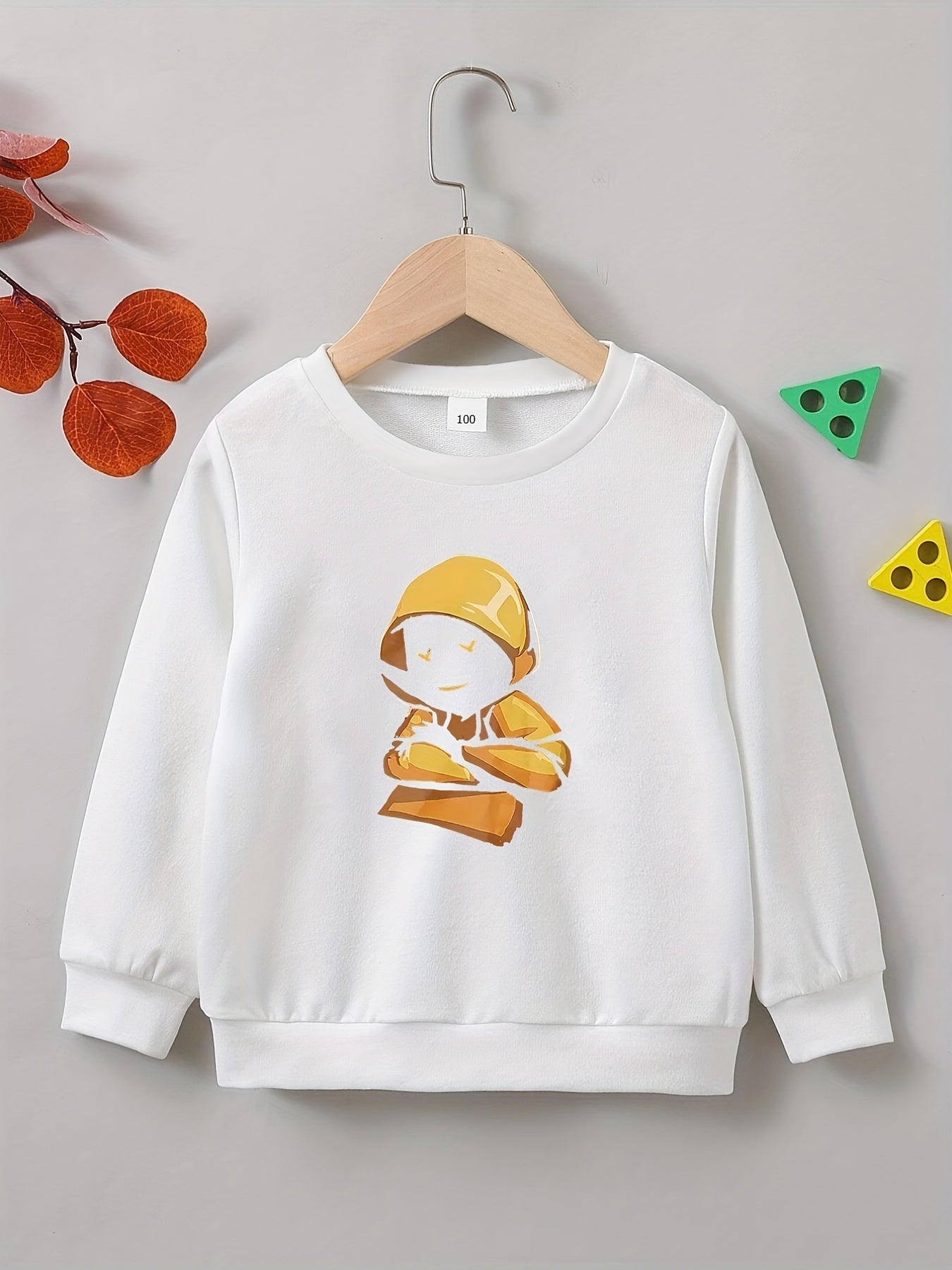 Cartoon Boy Print Boys Casual Pullover Sweatshirt