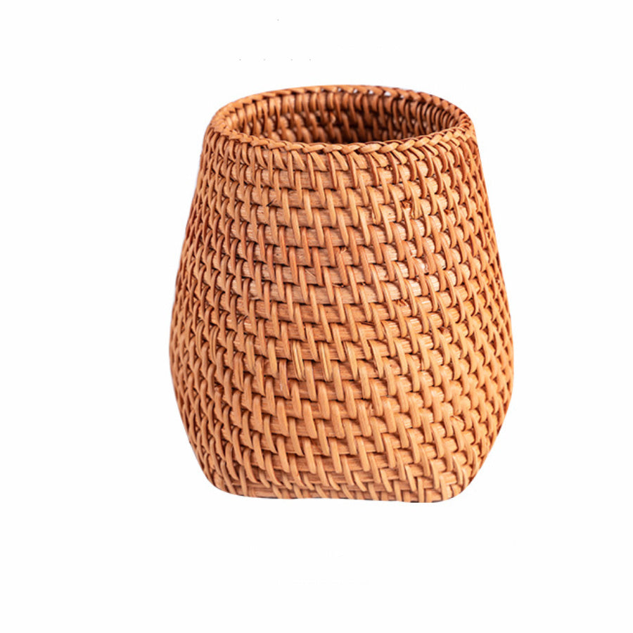 Hand-woven Rattan Tea Pen Holder Office Storage Basket