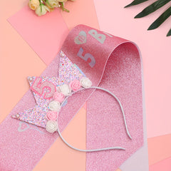 2pcs Flower Headband & Shoulder Strap Set for Party Wear