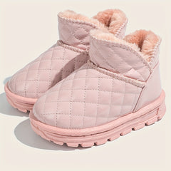 Girls' Warm Slip On Snow Boots - Cozy Fleece Lined Outdoor Winter Shoes
