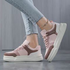 Women's Chunky Sneakers Faux Leather Non Slip Flat Skate Shoes