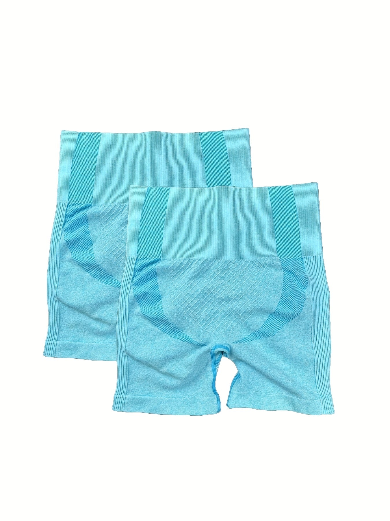 2pcs High Waist Seamless Yoga Shorts Ribbed Sports Activewear