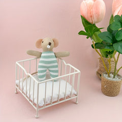 2pcs Mini Iron Bed & Mouse Treasure Cradle for BJD OB11 Dollhouse Decor